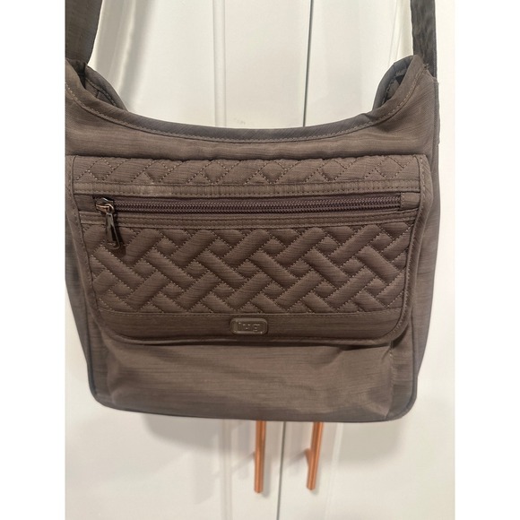 Lug Hopscotch Crossbody Bag Brown Quilted Zip Pocket Adjustable Strap - Picture 2 of 11